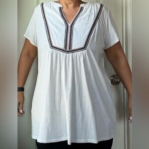 J. Jill White Tunic with Embroidered Detail